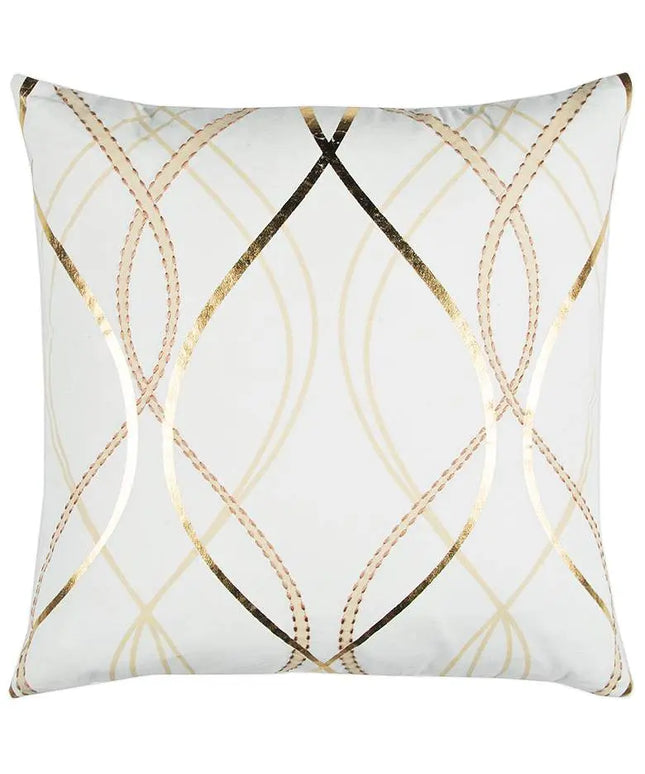 Doh White and Gold Geometric 20" Square Decorative Pillow Vision