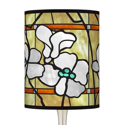 Droplet Accent Table Lamp with Magnolia Mosaic Pattern Printed Shade Giclee Glow