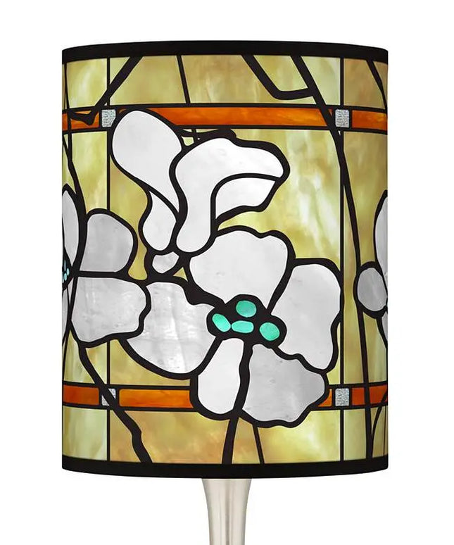 Droplet Accent Table Lamp with Magnolia Mosaic Pattern Printed Shade
