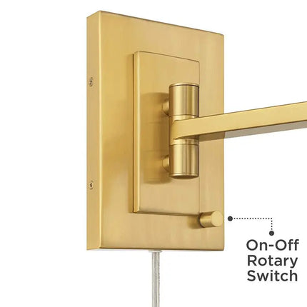 Easley 15" High Warm Gold Plug-In Swing Arm Wall Lamp Set of 2