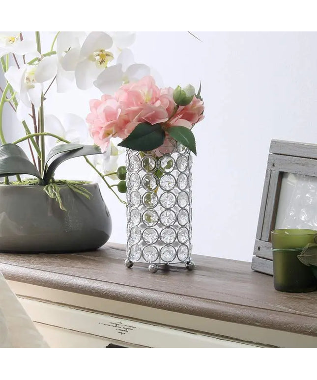 Elegant Designs Elipse 6 3/4" High Chrome Decorative Vase Barnes and Ivy