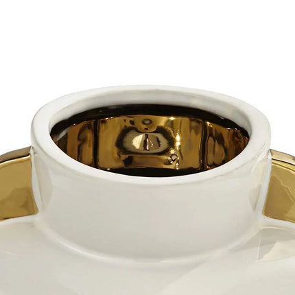 Empress 10 1/2" Wide White Ceramic Vase with Handles Studio 55D