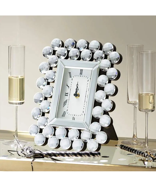 Faywood 11" High Silver Mirrored Tabletop Clock Clock