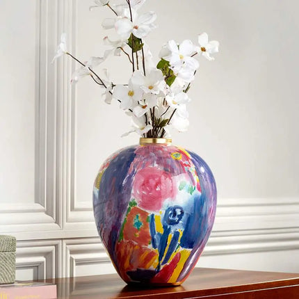 Fleur 13" High Purple and Pink Ceramic Decorative Vase Dahlia Studios