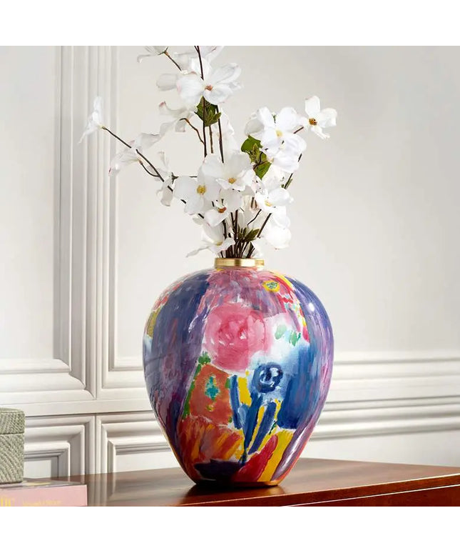 Fleur 13" High Purple and Pink Ceramic Decorative Vase Dahlia Studios