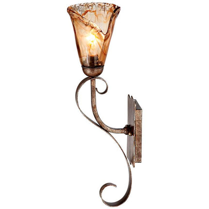 Franklin Iron Works Amber Scroll 23 1/2" Glass Bronze Wall Sconces Set