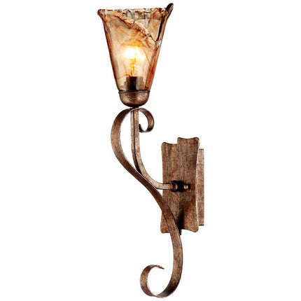 Franklin Iron Works Amber Scroll 23 1/2" Glass Bronze Wall Sconces Set