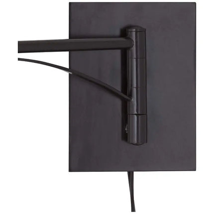 Franklin Iron Works Brinly Burlap Plug-In Swing Arm Wall Lamps Set of 2