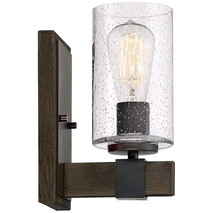 Franklin Iron Works Poetry 9" High Seeded Glass Wall Sconces Set of 2 Franklin Iron Works