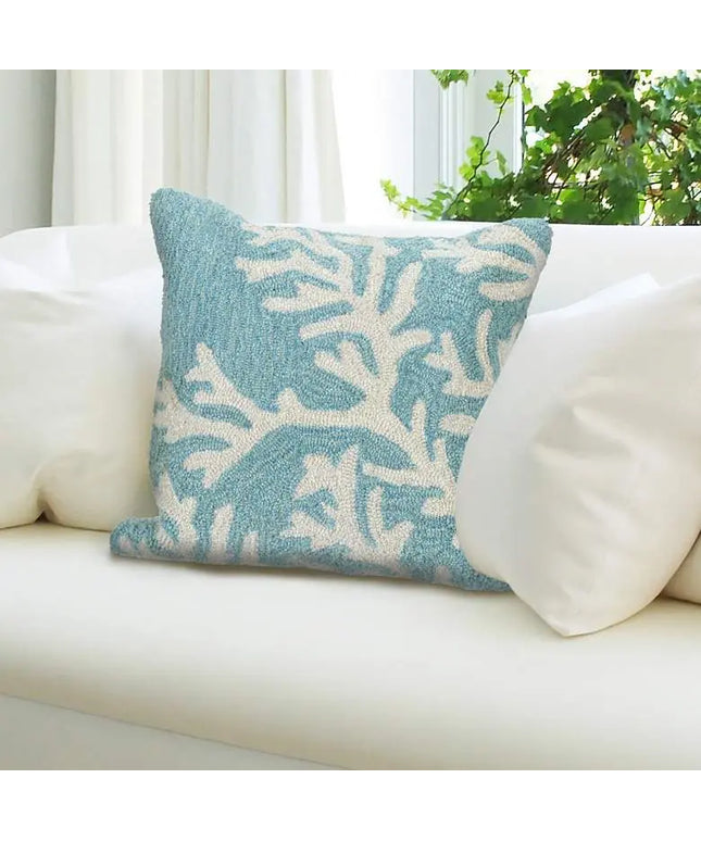 Frontporch Coral Blue 18" Square Indoor-Outdoor Throw Pillow Vision