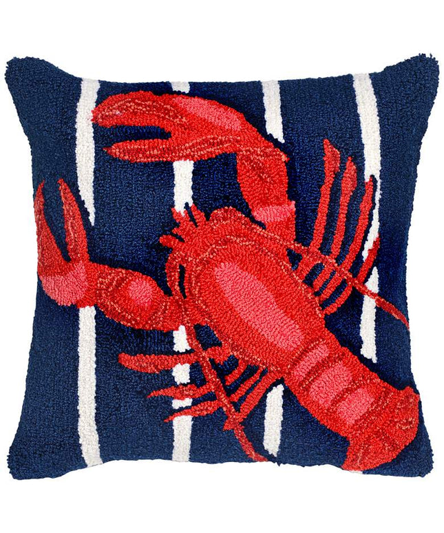 Frontporch Lobster on Stripes Navy 18" Indoor-Outdoor Pillow Vision