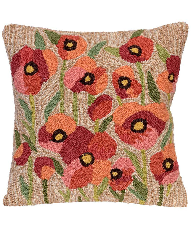 Frontporch Poppies Neutral 18" Square Indoor-Outdoor Pillow Vision