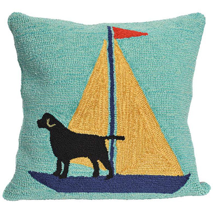 Frontporch Sailing Dog Yellow 18" Indoor-Outdoor Pillow Vision