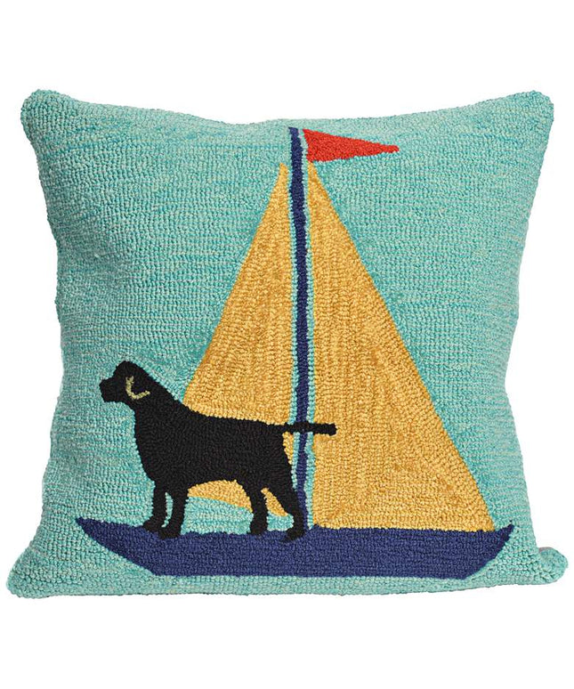 Frontporch Sailing Dog Yellow 18" Indoor-Outdoor Pillow Vision