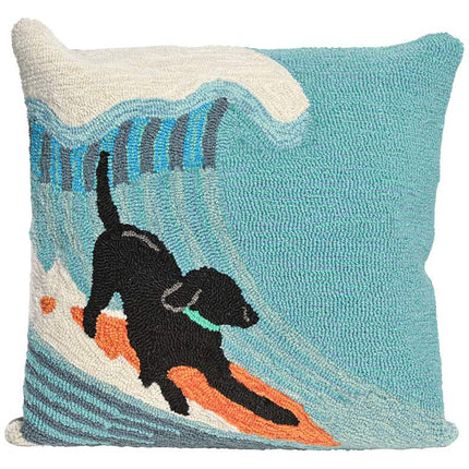 Frontporch Surfing Dog Ocean 18" Indoor-Outdoor Pillow Vision