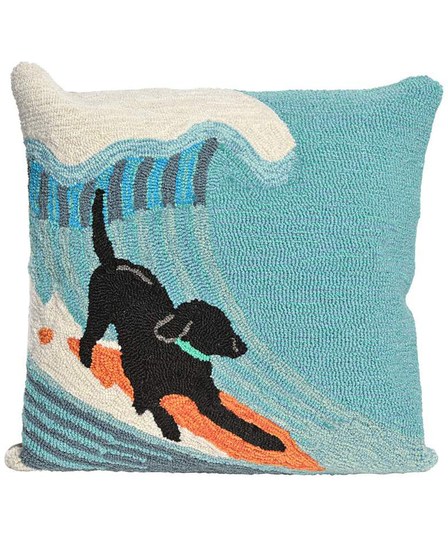 Frontporch Surfing Dog Ocean 18" Indoor-Outdoor Pillow Vision