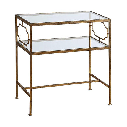 Genell 23 3/4" Wide Gold Leafed and Glass Side Table