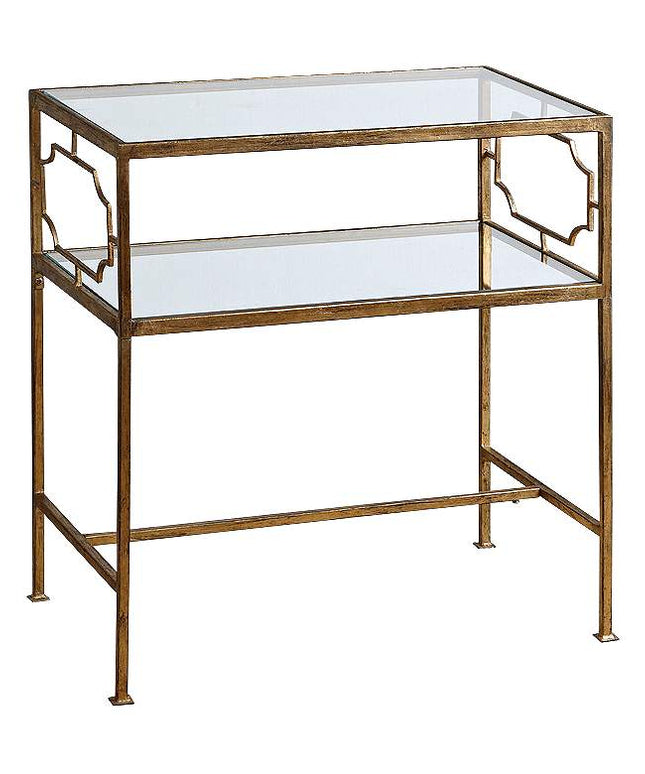 Genell 23 3/4" Wide Gold Leafed and Glass Side Table