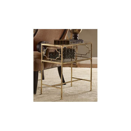Genell 23 3/4" Wide Gold Leafed and Glass Side Table