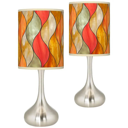 Giclee Glow Droplet 23 1/2" Flame Mosaic Shade Modern Lamps Set of 2 Giclee Glow