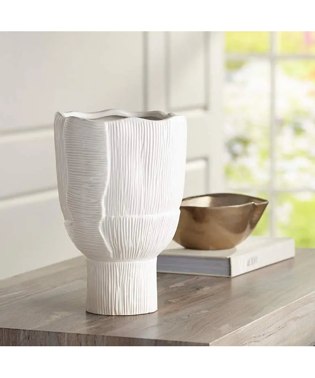 Hansville Matte White 13 1/2" High Decorative Vase Studio 55D