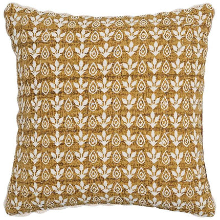 Harvest Mustard Yellow Printed Cotton 20" Accent Cushion Vision