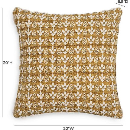Harvest Mustard Yellow Printed Cotton 20" Accent Cushion Vision