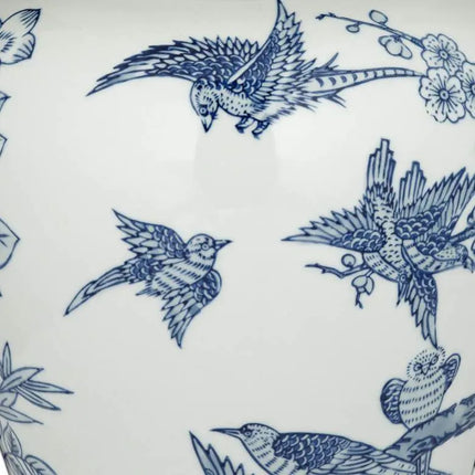 Heather 16" High Blue and White Ceramic Ginger Jar with Lid Franklin Iron Works