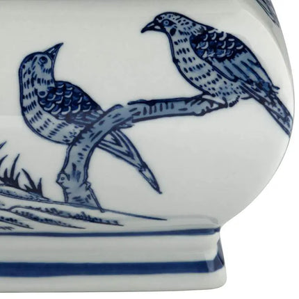 Heather 7 1/2" High Blue and White Ceramic Decorative Jar with Lid Dahlia Studios