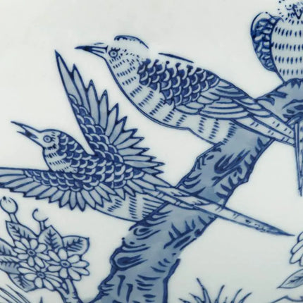 Heather 9 1/2" High Blue and White Ceramic Decorative Jar with Lid Franklin Iron Works