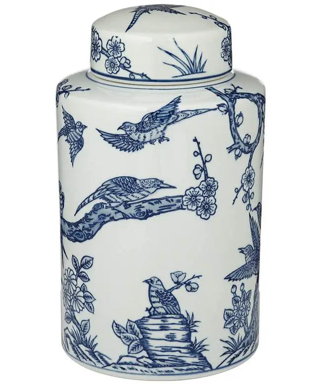 Heather Blue and White 3-Piece Ceramic Decorative Jar Set Dahlia Studios