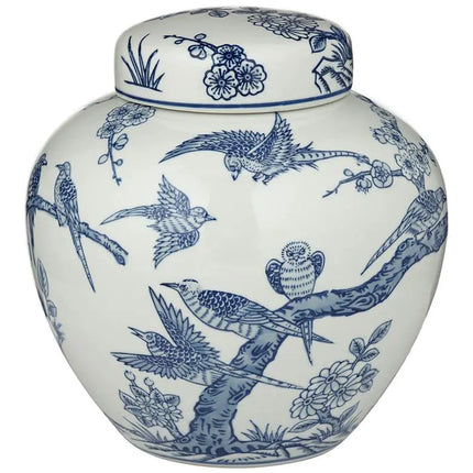 Heather Blue and White 3-Piece Ceramic Decorative Jar Set Dahlia Studios