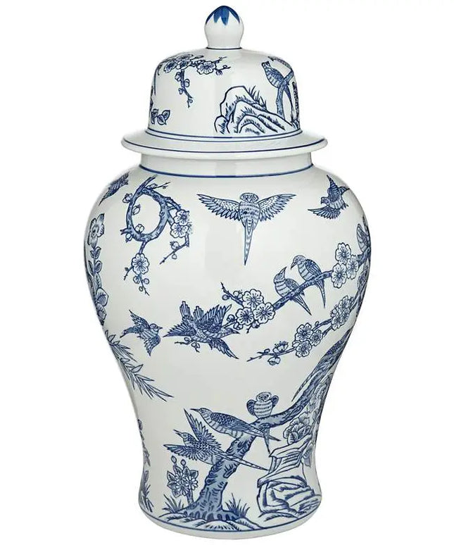 Heather Blue and White Ceramic Ginger Jars Set of 2 Dahlia Studios