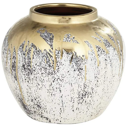 Helene 9" High Matte Gold and Gray Decorative Vase Dahlia Studios