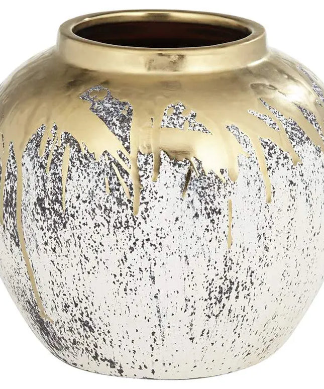 Helene 9" High Matte Gold and Gray Decorative Vase Dahlia Studios