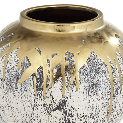 Helene 9" High Matte Gold and Gray Decorative Vase Dahlia Studios