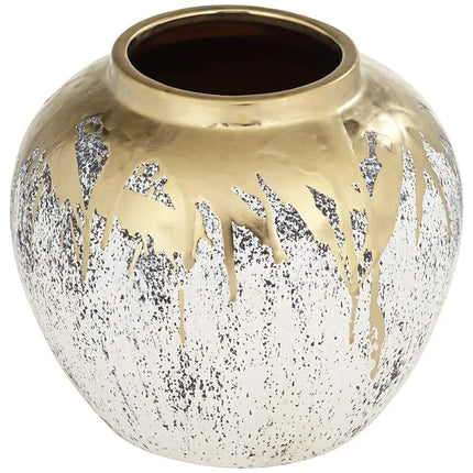Helene 9" High Matte Gold and Gray Decorative Vase Dahlia Studios