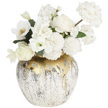 Helene 9" High Matte Gold and Gray Decorative Vase Dahlia Studios