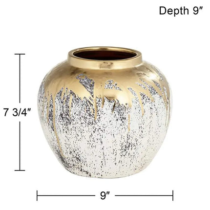 Helene 9" High Matte Gold and Gray Decorative Vase Dahlia Studios