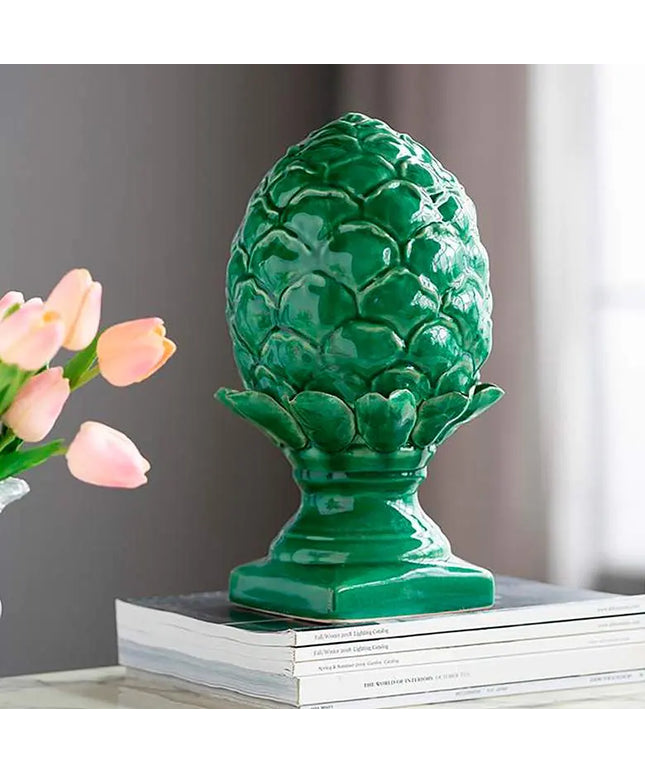 Helsa 12 1/4"H Green Blooming Artichoke Ceramic Sculpture