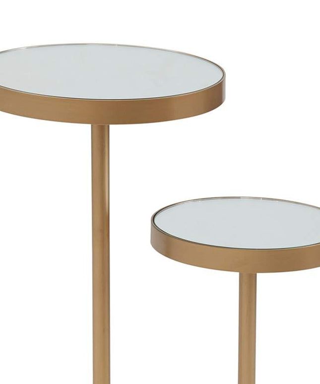 High-Low 15" Wide Mirrored Gold Metal Scatter Table
