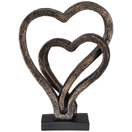 Interlocking Hearts 11 3/4" High Bronze Finish Sculpture