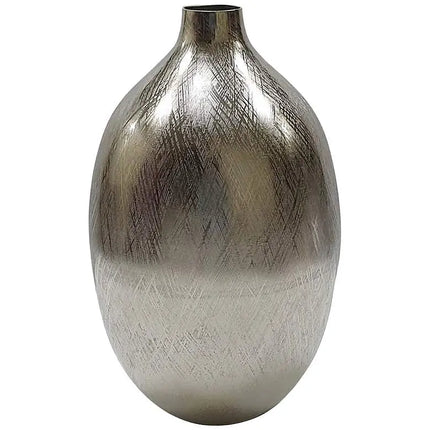 Iris 13 3/4" High Silver Streak Round Decorative Vase Barnes and Ivy