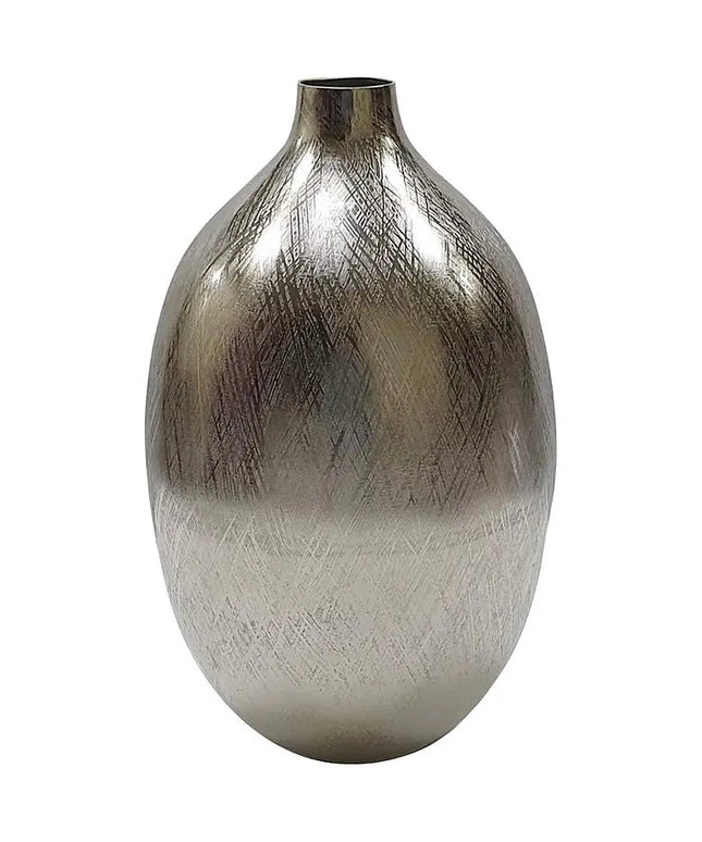 Iris 13 3/4" High Silver Streak Round Decorative Vase Barnes and Ivy