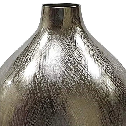 Iris 13 3/4" High Silver Streak Round Decorative Vase Barnes and Ivy