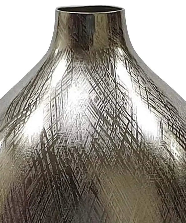 Iris 13 3/4" High Silver Streak Round Decorative Vase Barnes and Ivy