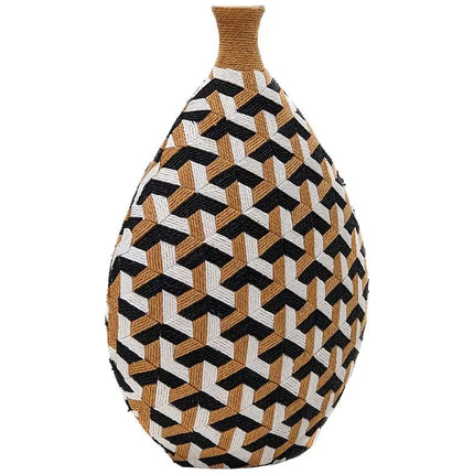 Jahia 18 1/2"H Natural Black White Geometric Decorative Vase Barnes and Ivy