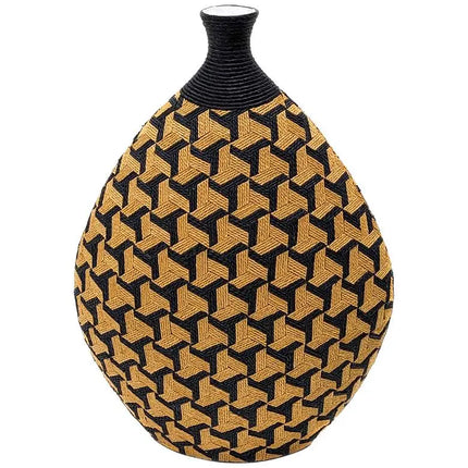 Jahia 21 1/2" High Natural Black Geometric Decorative Vase Barnes and Ivy
