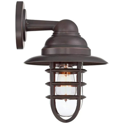 John Timberland Marlowe 13 1/4" High Bronze Cage Wall Sconces Set of 2 John Timberland