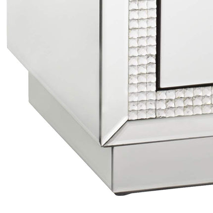Karina 19" Wide 3-Drawer Beaded Mirrored Side Table